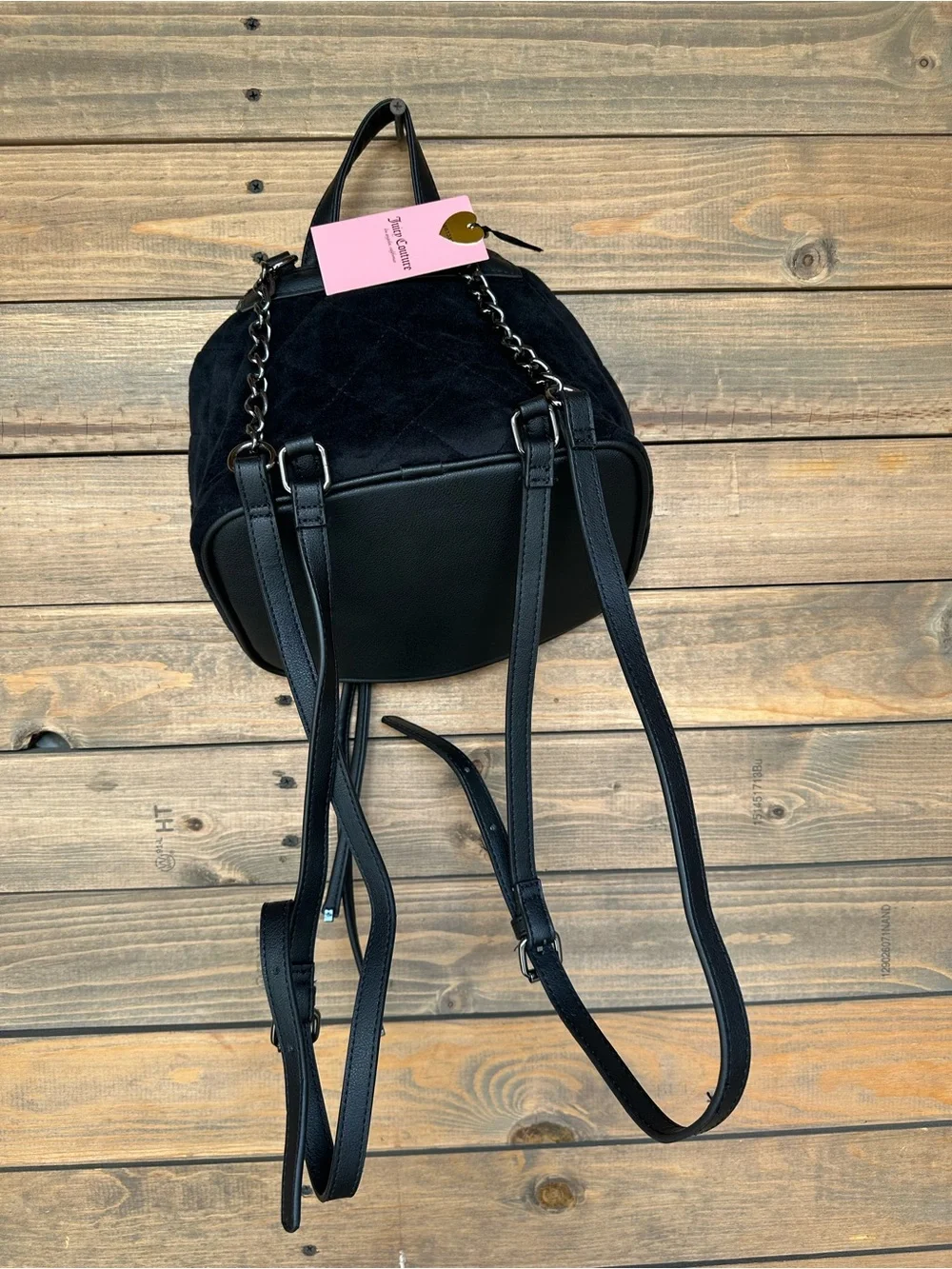 Betsey Johnson Black Quilted Heart-Emblem Backpack